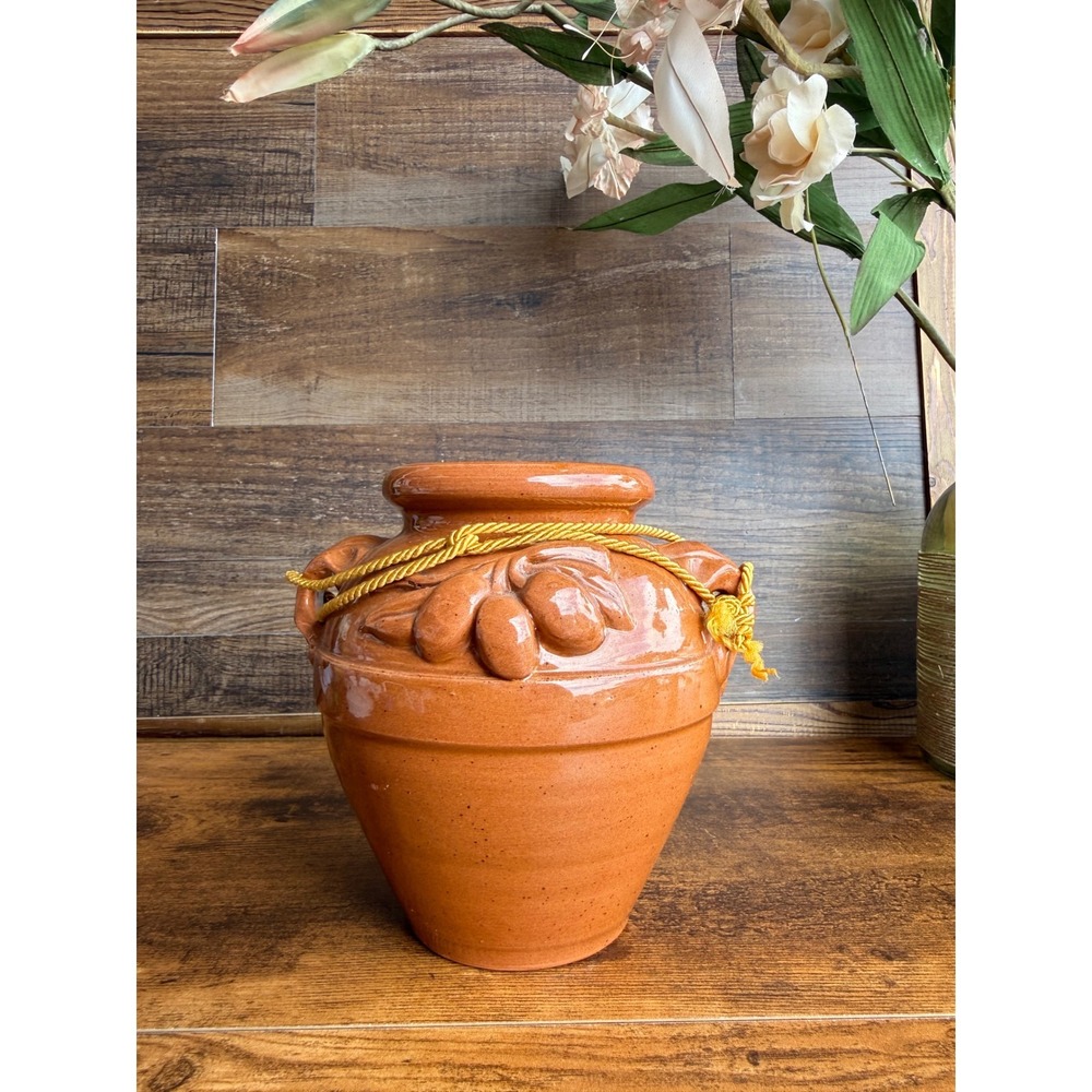 Azienda Agricola Olivodoro Suvereto Italian Terracotta Glazed Olive Oil Jar Vase
